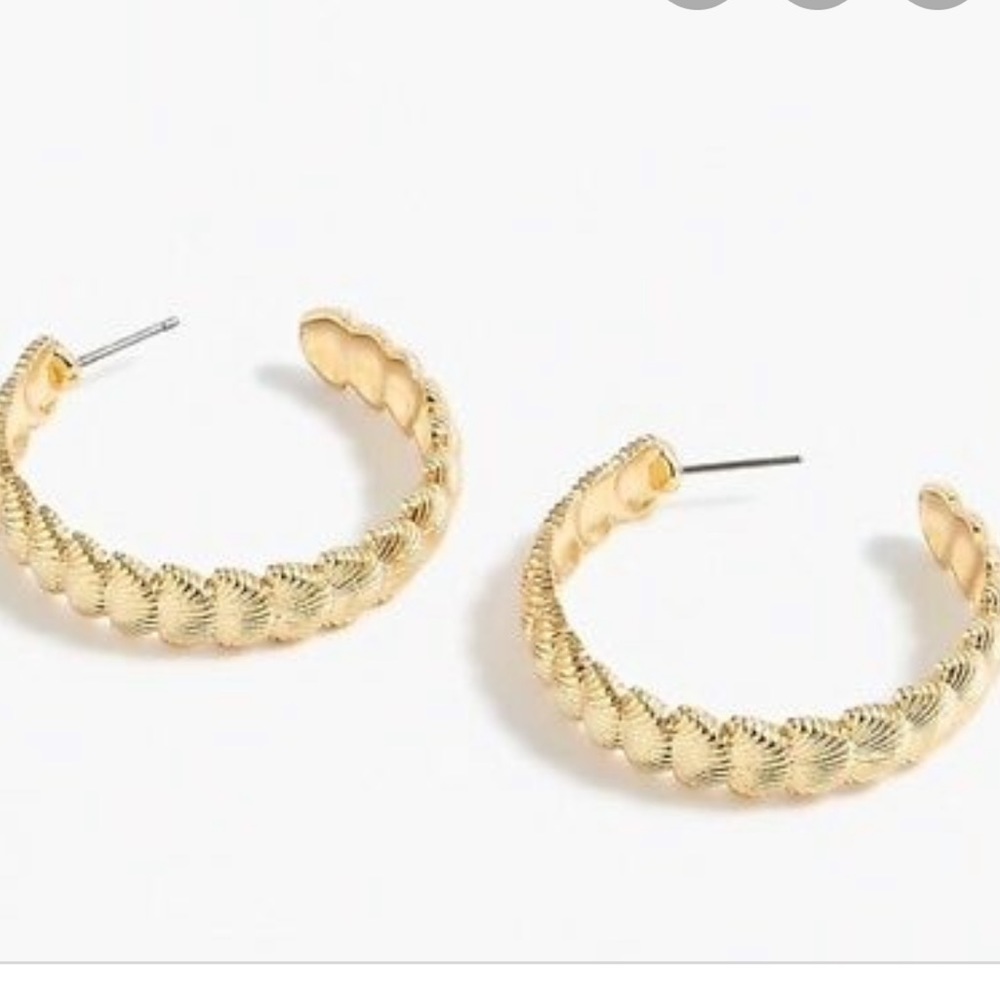 Jcrew factory gold clam shell hoop earrings